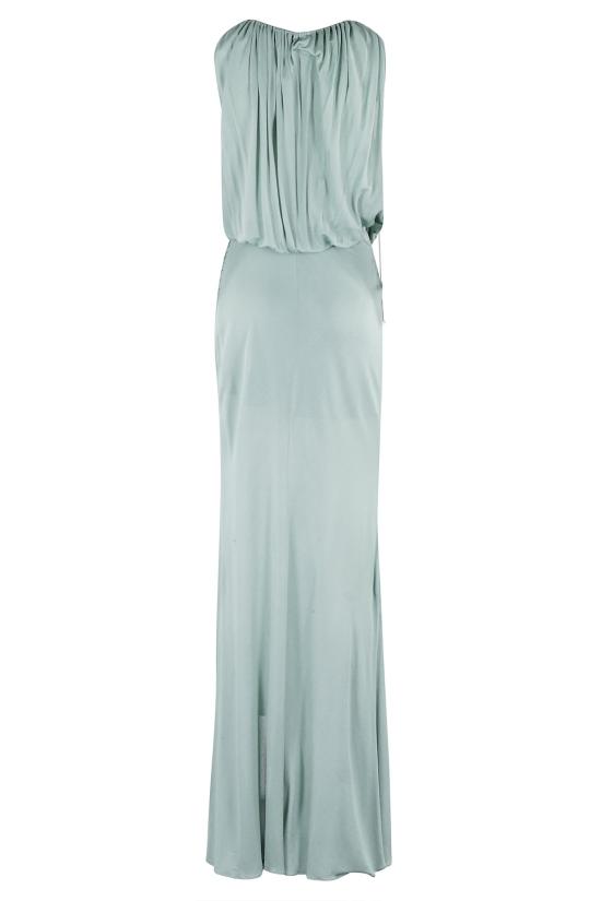  블루마린 롱 원피스 드레이프 저지 롱 드레스, 세이지 그린 색상 - BLUMARINE