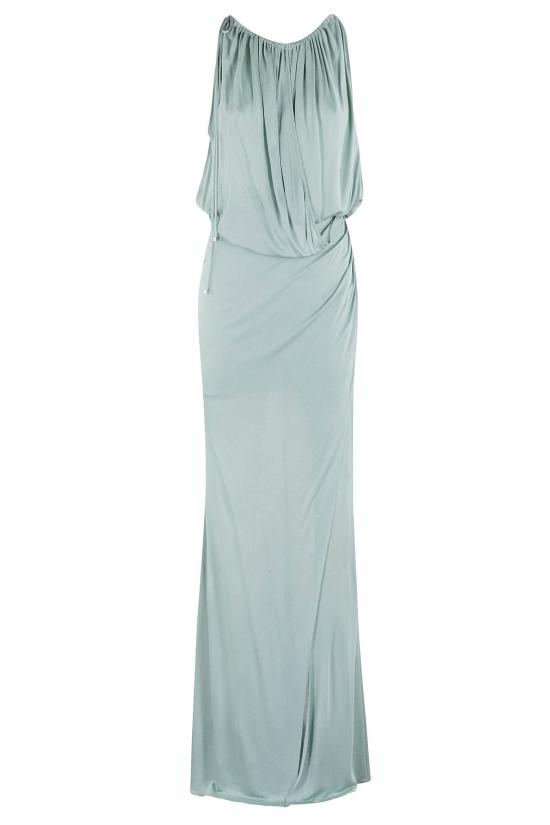  블루마린 롱 원피스 드레이프 저지 롱 드레스, 세이지 그린 색상