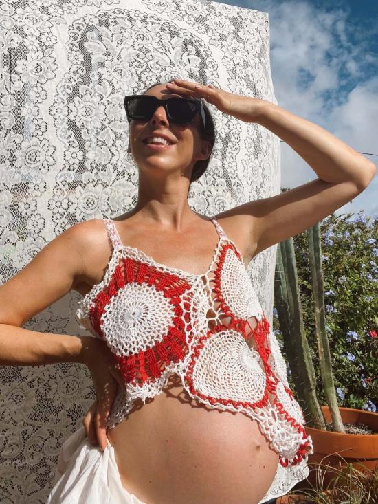  핀 앤 레이 민소매 티셔츠 핀앤레이 크로셰 니트 크롭 탱크탑 - FIN AND RAY