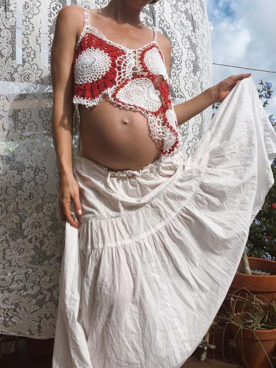  핀 앤 레이 민소매 티셔츠 핀앤레이 크로셰 니트 크롭 탱크탑 - FIN AND RAY