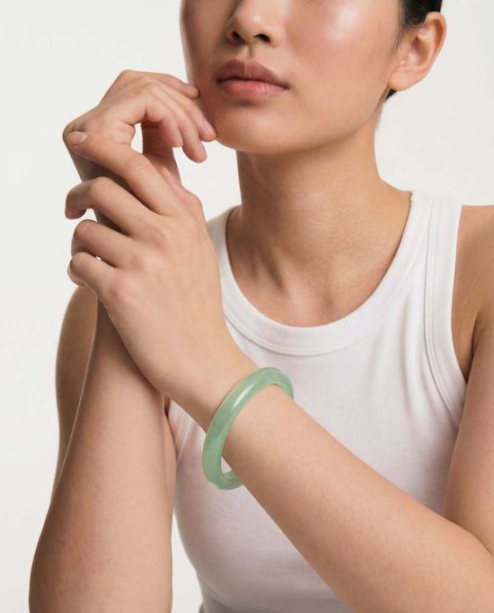  seree 커프스 링크/타이 홀더 세리 폰드 시안 스키니 라운드 제이드 스톤 뱅글 시안 - OTHER BRANDS