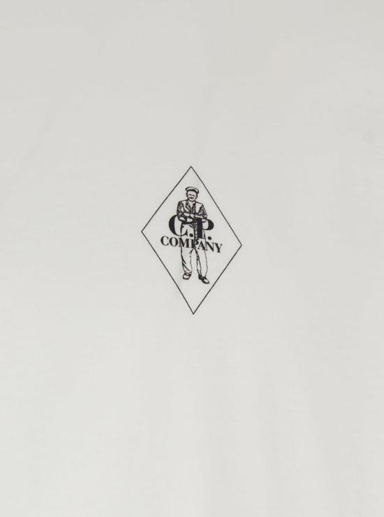  씨피 컴퍼니 반팔 티셔츠 C.P. 컴퍼니 로고 디테일 크루넥 티셔츠 (화이트) - C.P. COMPANY