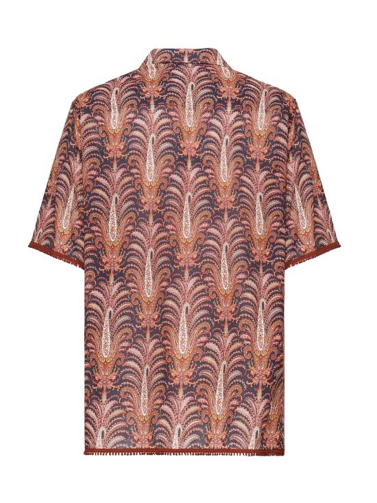  발렌티노 가라바니 반팔 셔츠 그래픽 프린트 코튼 셔츠 레드 - VALENTINO GARAVANI