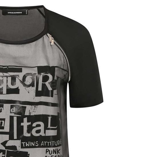  디스퀘어드2 숏 원피스 Dsquared2 실크 프린트 미니 드레스 블랙 - DSQUARED2