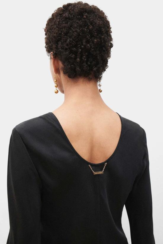  실크 런드리 롱 원피스 풀 슬리브 바이어스컷 드레스 블랙 - SILK LAUNDRY