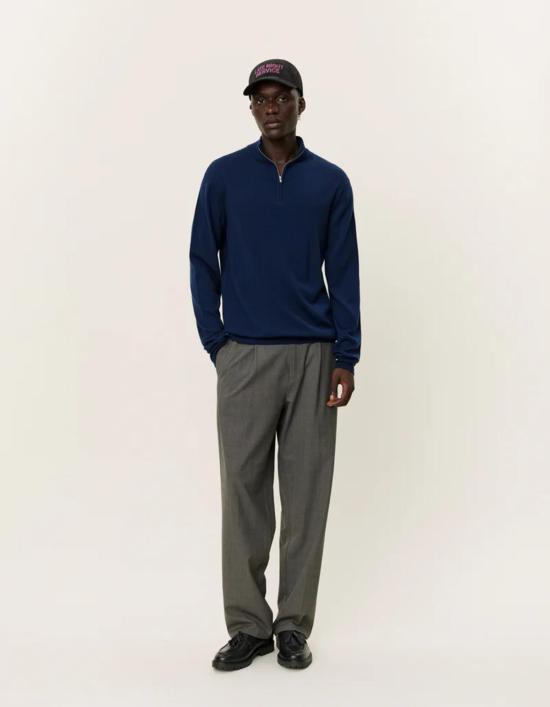  레듀 스웨터 Les Deux Greyson 하프 지퍼 메리노  네이비 - LES DEUX