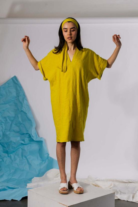  Pamut Apparel USA 미디 원피스 Pamut Apparel Usa Judith 드레스 린넨 - PAMUT APPAREL