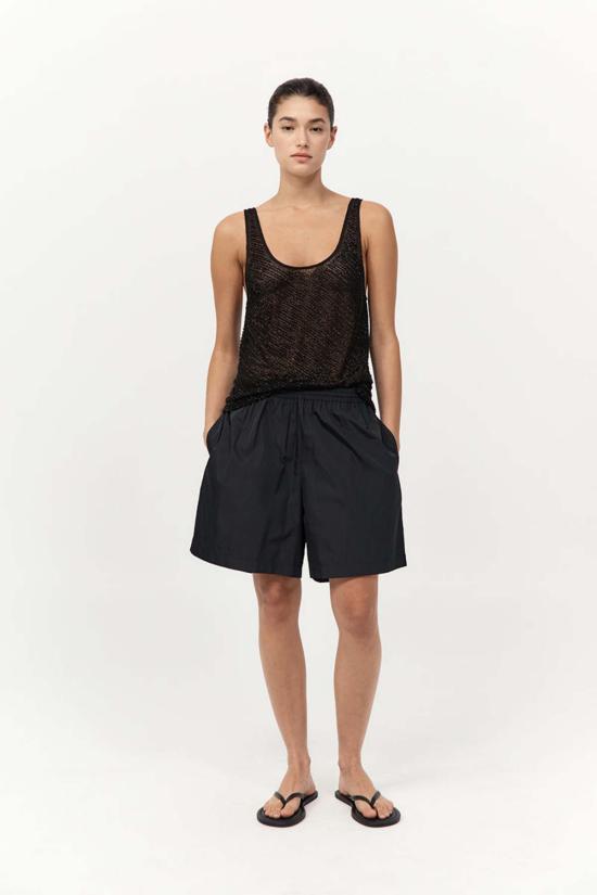  세인트아그니 블라우스 세인트 아그니 유리 구슬 메시 탑 - ST.AGNI