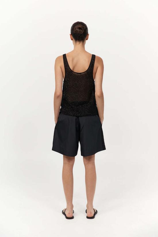  세인트아그니 블라우스 세인트 아그니 유리 구슬 메시 탑 - ST.AGNI