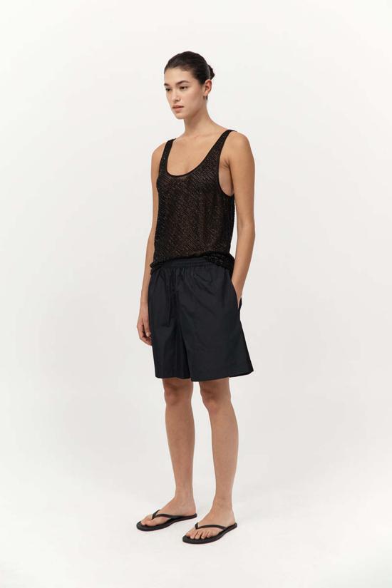  세인트아그니 블라우스 세인트 아그니 유리 구슬 메시 탑 - ST.AGNI