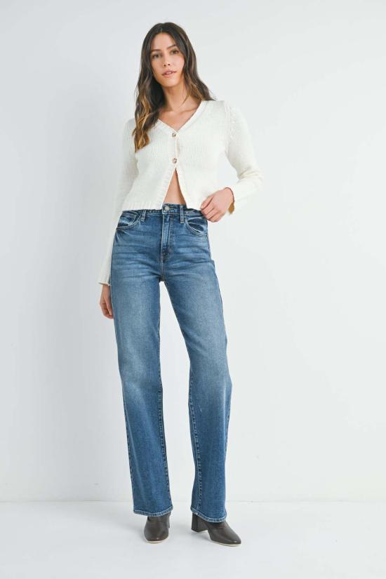  저스트 블랙 데님 데님 팬츠 롱 기장 스트레이트 진 미디엄 데님 - JUST BLACK DENIM