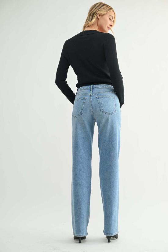  저스트 블랙 데님 데님 팬츠 롱 기장 스트레이트 진 미디엄 데님 - JUST BLACK DENIM