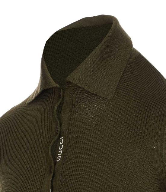  구찌 폴로 티셔츠 웹 디테일 폴로 그린 - GUCCI