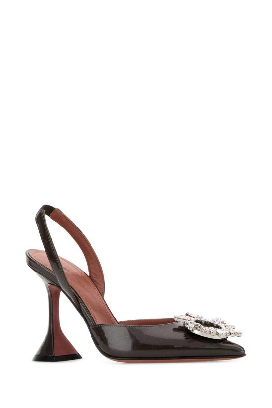  아미나 무아디 힐/펌프스 Amina Muaddi 초콜릿 가죽 베검 펌프스 - AMINA MUADDI