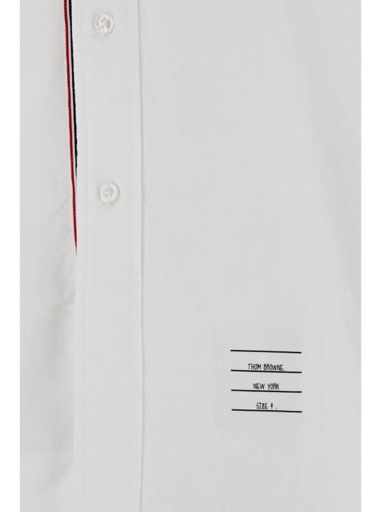  톰브라운 셔츠 톰 브라운 스트레이트 핏 블루 긴팔  (GG 프레이밍 장식, 옥스포드  화이트) - THOM BROWNE