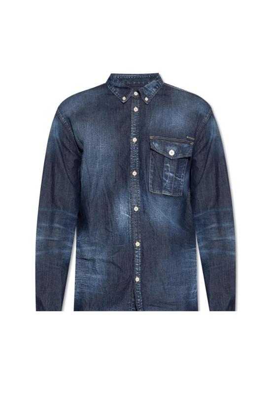  디스퀘어드2 데님 팬츠 Dsquared2 로고 데님 셔츠 (블루)