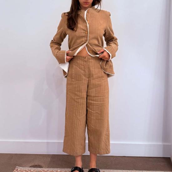  에이치플러스 하노 베셀 크롭 팬츠 H+ 한노 웨셀 페투니아 팬츠 탄