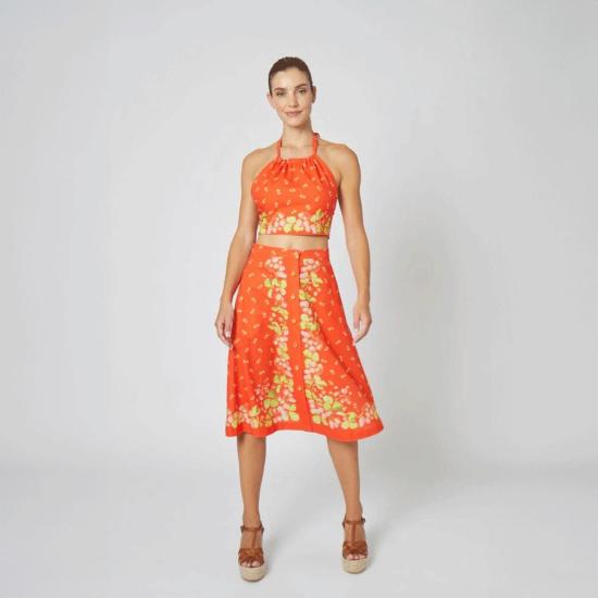  레이첼 안토노프 미디 스커트 탈리  보더 베리즈