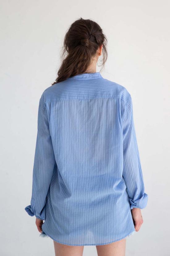  Graphia New York 긴팔 셔츠 그라피아 뉴욕 리암 밴드 칼라 긴팔  라이트 블루/블루 스트라이프 - OTHER BRANDS