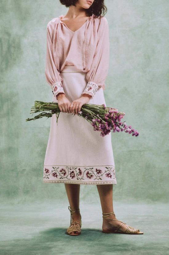  Rosewater House 미디 스커트 로즈워터 하우스 롤라 스커트 핑크