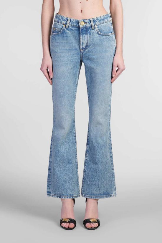  발망 데님 팬츠 블루 코튼 진 - BALMAIN