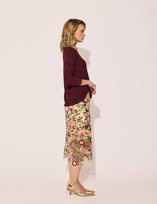  린제이 니콜라스 뉴욕 미디 스커트 린지 니콜라스 뉴욕 레이스 스커트 플로럴 - LINDSAY NICHOLAS NEW YORK