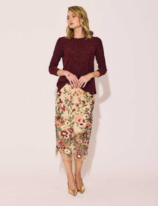  린제이 니콜라스 뉴욕 미디 스커트 린지 니콜라스 뉴욕 레이스 스커트 플로럴