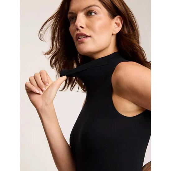  코만도 바디수트 티셔츠 발레 모크넥 민소매 보디수트 블랙 - COMMANDO