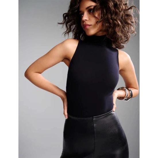  코만도 바디수트 티셔츠 발레 모크넥 민소매 보디수트 블랙 - COMMANDO