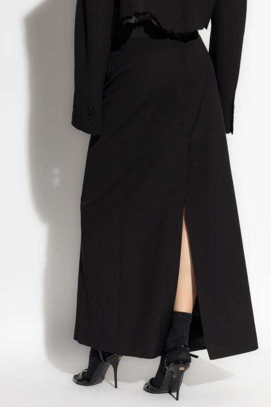  발렌시아가 롱 스커트 장식 단추  블랙 - BALENCIAGA