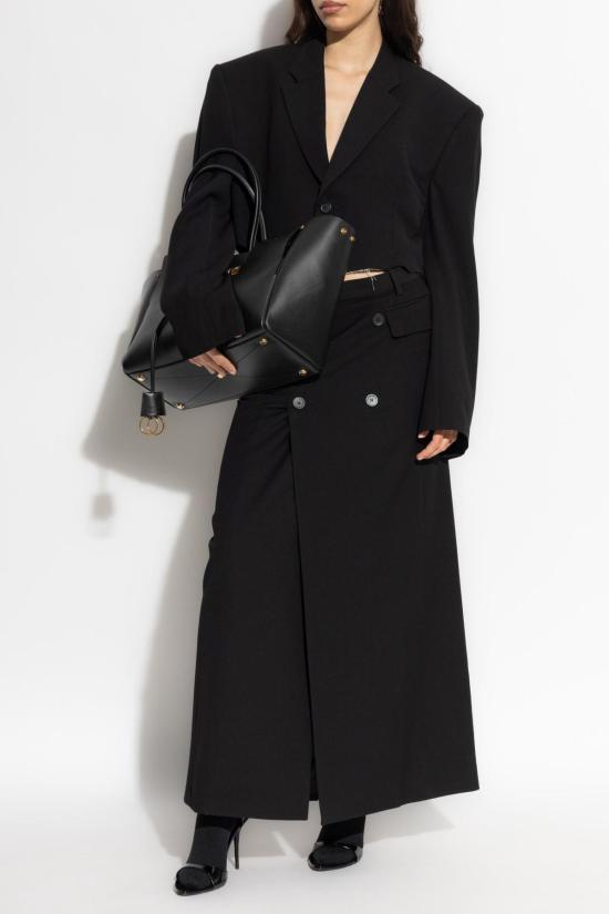  발렌시아가 롱 스커트 장식 단추  블랙 - BALENCIAGA