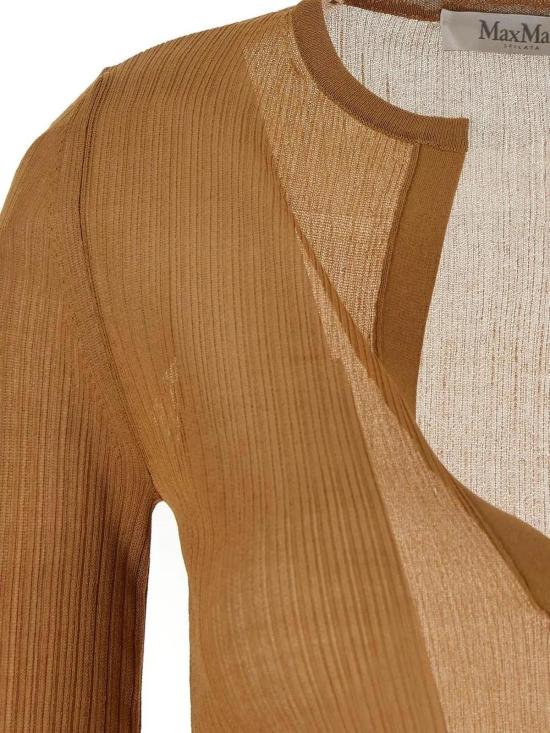  막스마라 블라우스 막스 마라 플리츠 탑 가죽 브라운 - MAX MARA