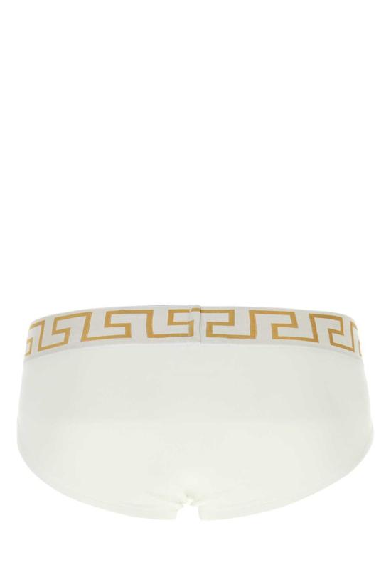  베르사체 팬티 화이트 스트레치 코튼 브리프 화이트 그릭 골드 - VERSACE