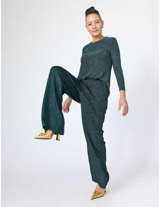  Lindsay Nicholas New York 스트레이트 팬츠 린지 니콜라스 뉴욕 디스코 글리터 팬츠 에메랄드 - OTHER BRANDS