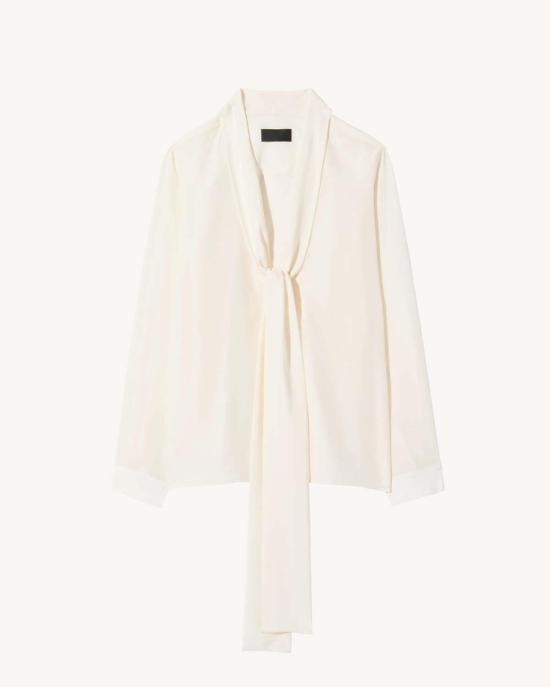  닐리로탄 블라우스 Nili Lotan 안젤리크 타이 넥  아이보리 - NILI LOTAN