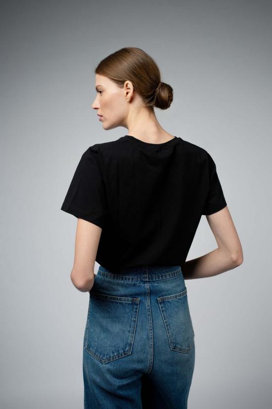  산티클레르 바디수트 티셔츠 젠 오가닉 코튼 크루넥 바디수트 블랙 - SANTICLER