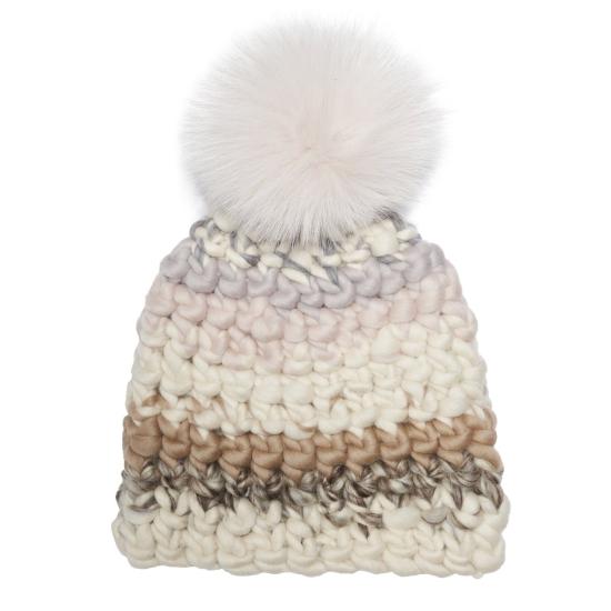  미샤램퍼트 모자 미샤 램퍼트 페일 스트라이프 비니 + 누드 XL 폼폼 - MISCHA LAMPERT