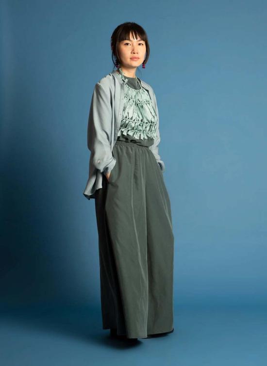  카렘 블라우스 커넥트 2 핸드니트 실크 크롭 홀터넥 타이 탑 - KAAREM