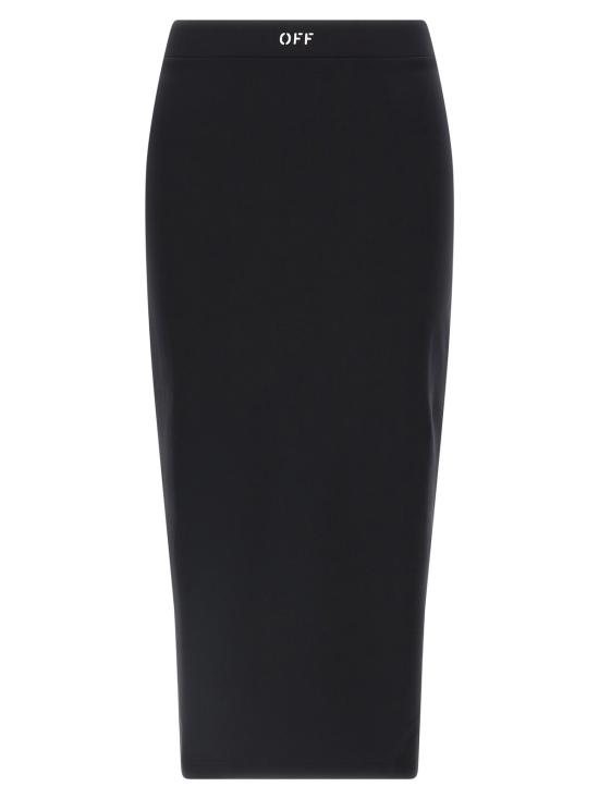 오프화이트 롱 스커트 로고 스커트 블랙