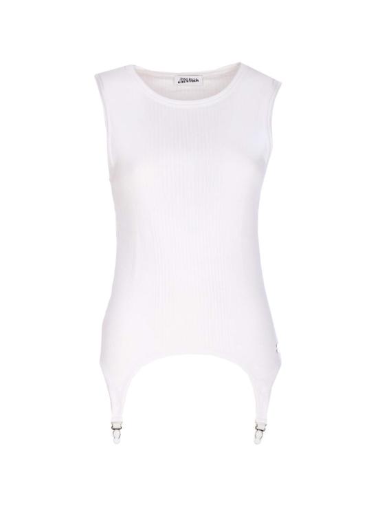  장 폴 고티에 민소매 티셔츠 란제리 가터 탱크탑 화이트