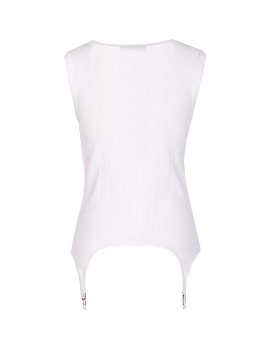  장 폴 고티에 민소매 티셔츠 란제리 가터 탱크탑 화이트 - JEAN PAUL GAULTIER