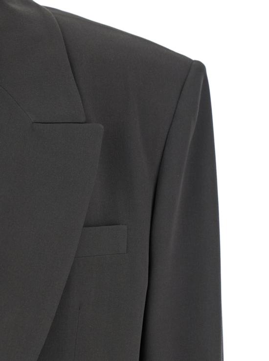  생로랑 수트 자켓 생 로랑 싱글 브레스트 재킷 (피크 리버스 장식, 실크 소재, 그레이) - SAINT LAURENT