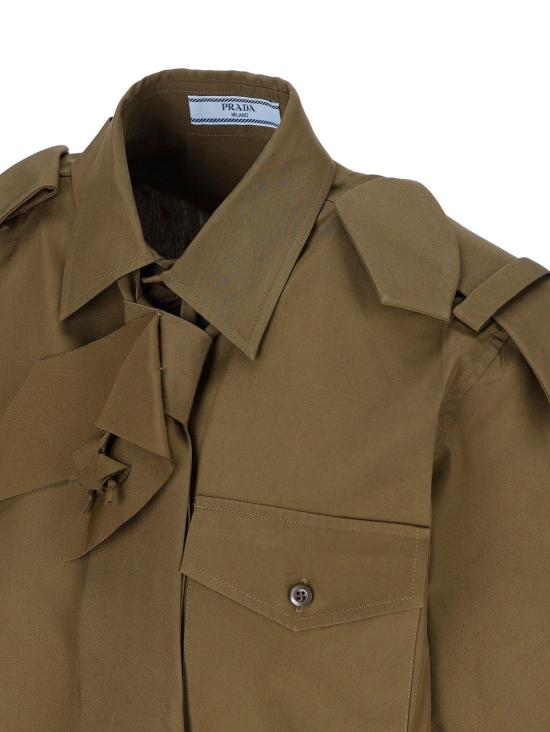  프라다 블라우스 코튼 블라우스 그린 - PRADA