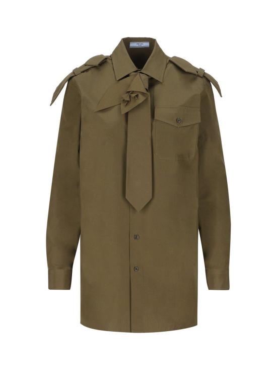  프라다 블라우스 코튼 블라우스 그린