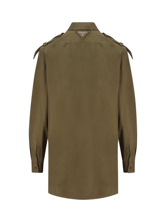  프라다 블라우스 코튼 블라우스 그린 - PRADA