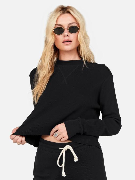  메이트 더 레이블 긴팔 티셔츠 메이트 더 라벨 오가닉 써멀 박시 크롭 블랙 - MATE THE LABEL