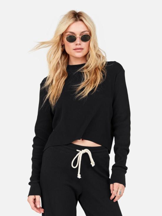  메이트 더 레이블 긴팔 티셔츠 메이트 더 라벨 오가닉 써멀 박시 크롭 블랙 - MATE THE LABEL