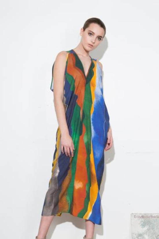  에이치 프레드릭손 롱 원피스 H. Fredriksson 랜드스케이프 롱 스티나 드레스 멀티 - H FREDRIKSSON