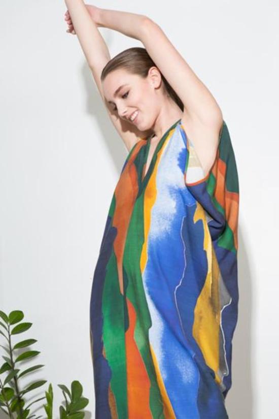  에이치 프레드릭손 롱 원피스 H. Fredriksson 랜드스케이프 롱 스티나 드레스 멀티 - H FREDRIKSSON