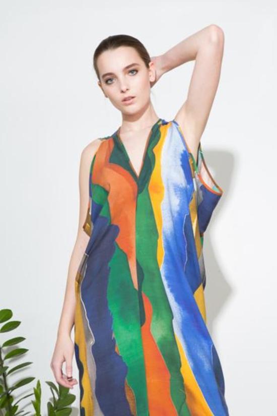  에이치 프레드릭손 롱 원피스 H. Fredriksson 랜드스케이프 롱 스티나 드레스 멀티 - H FREDRIKSSON